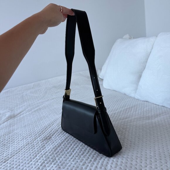 ZARA BAGUETTE MINI BLACK FLAP BAG - Picture 2 of 6